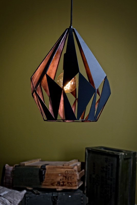 Hanglamp Carlton 1 31cm zwart met koper Eglo 9002759492540