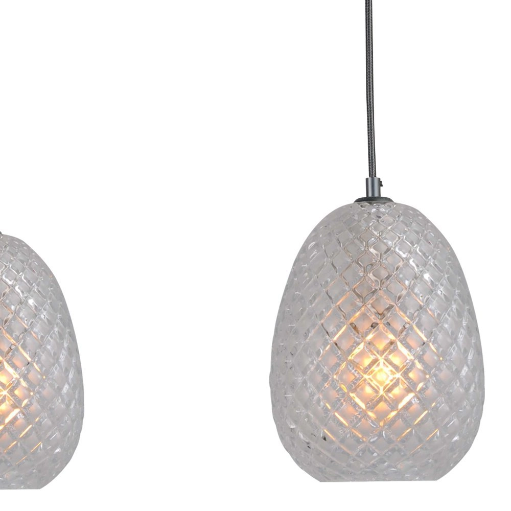 Zwarte hanglamp Pineapple 3-lichts met helderglas Masterlight 8718121216867