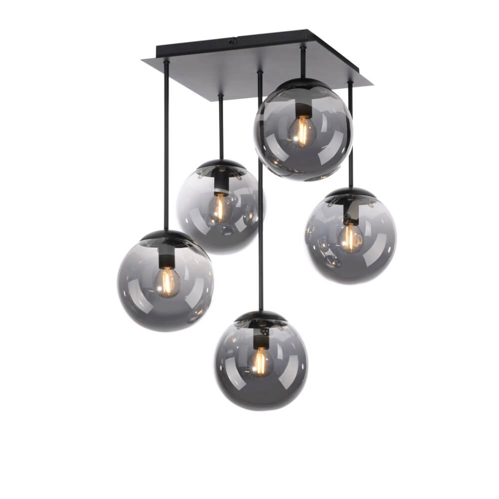 5-lichts plafondlamp Big Widow zwart