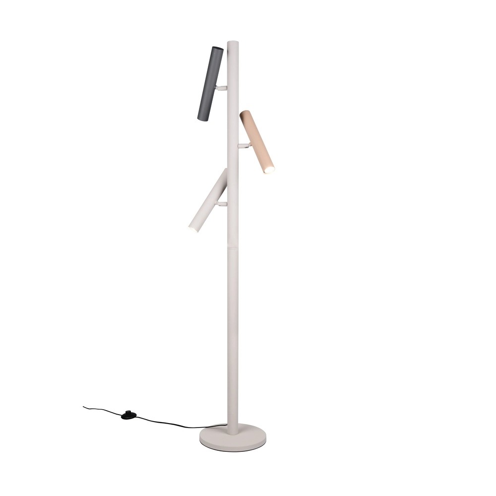 Vloerlamp Terloa grijs met zwart en mokka bruin