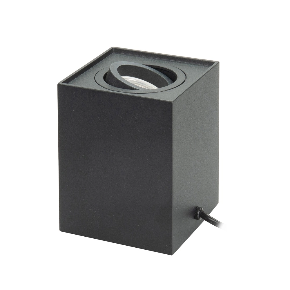 Strakke tafellamp Rebel vierkant zwart 12,5cm
