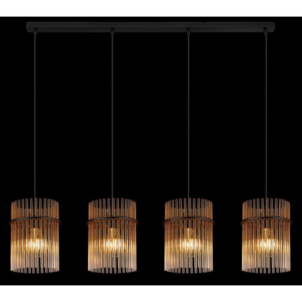 Zwarte hanglamp Gorley met amberglas 4-lichts Globo 9007371474998