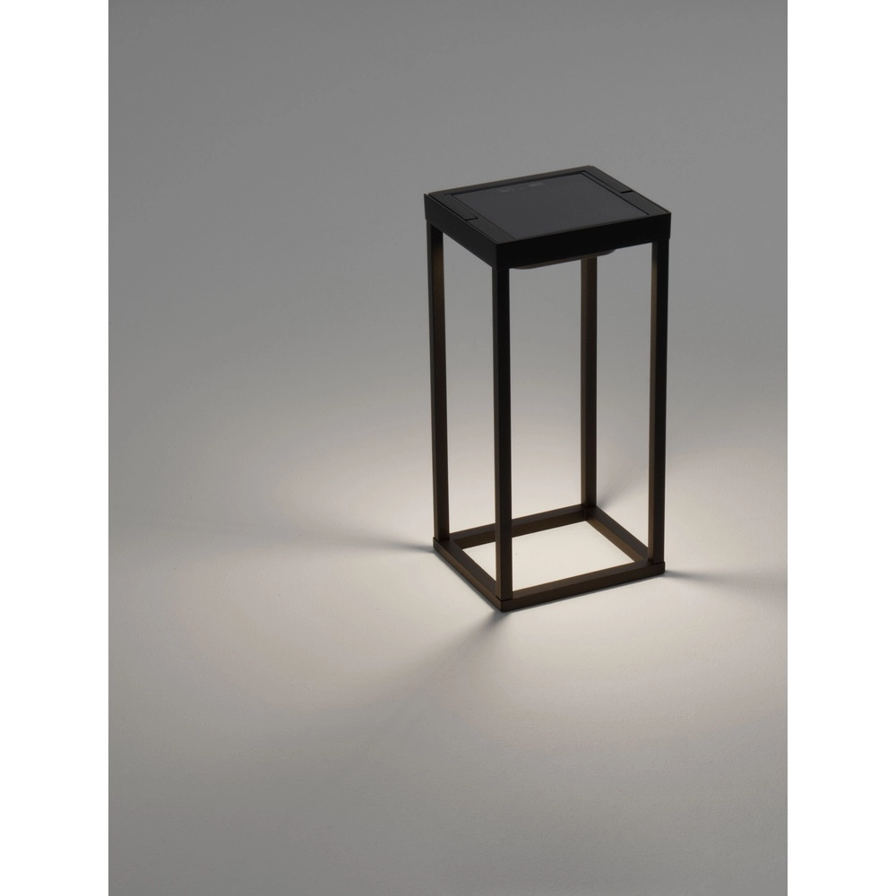 Strakke tafellamp Tegolo antraciet solar