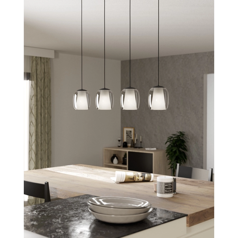 Eettafel hanglamp Ciampino 4L - smoke frosted glas Eglo 9008606312726