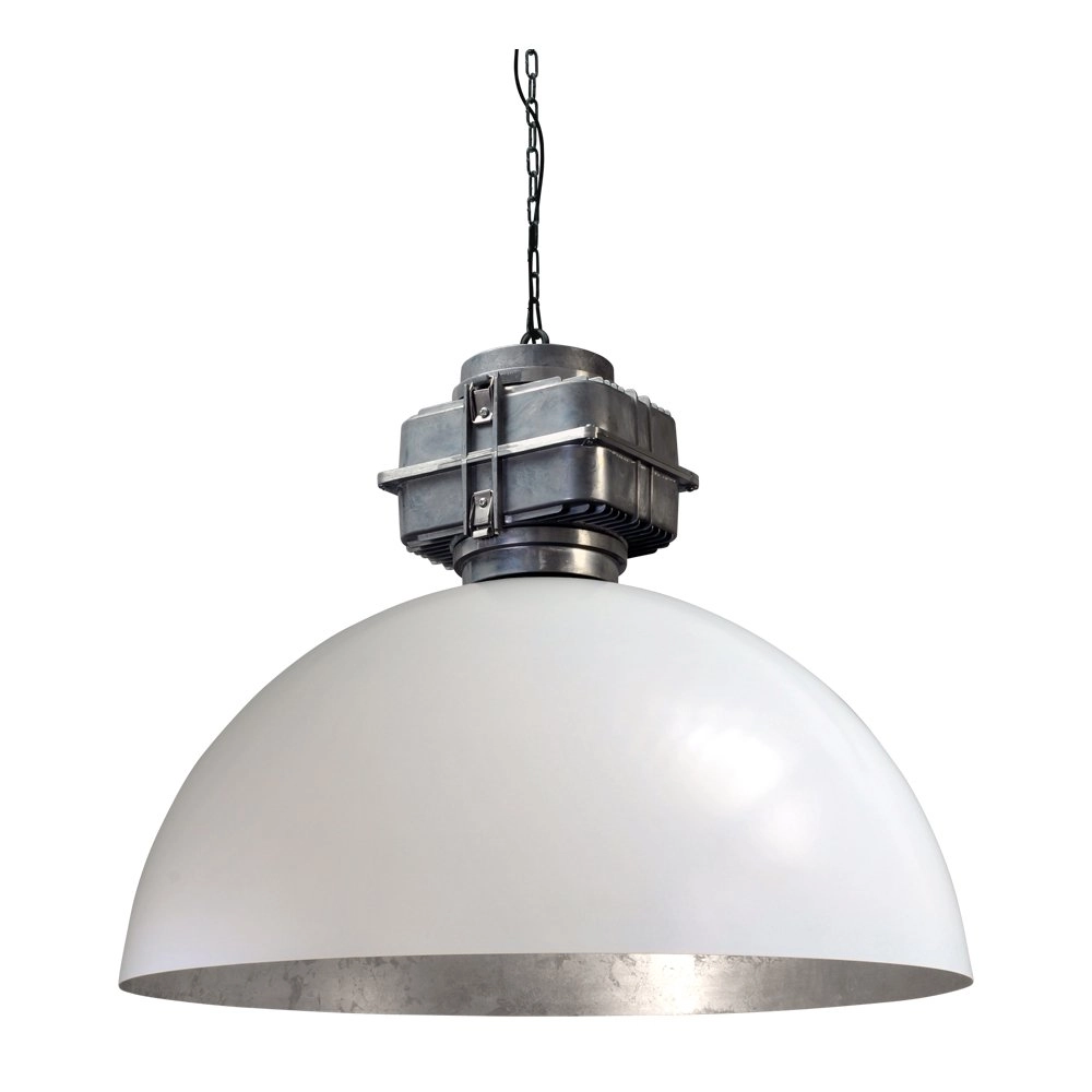 Retro industrie hanglamp Industria 80 wit met zilver Retro industrie hanglamp Industria 80 wit met zilver