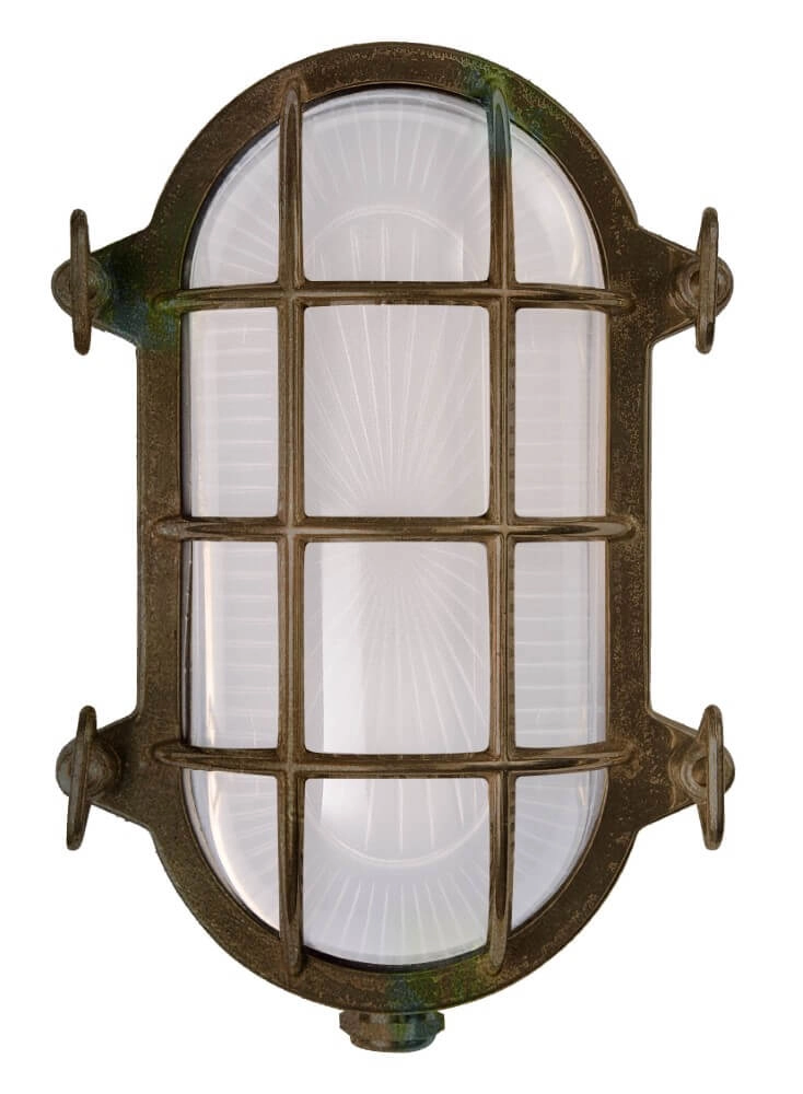 Messing wandlamp Tortuga wit glas