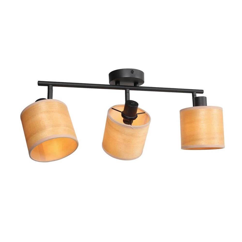 Plafondlamp Bambus zwart met bamboe 3-lichts Steinhauer 8712746171426