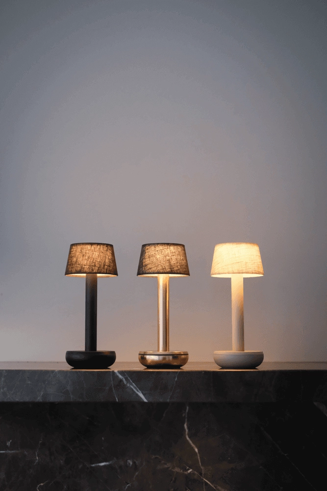 Oplaadbare tafellamp Two Beige linnen Humble 7446023312363