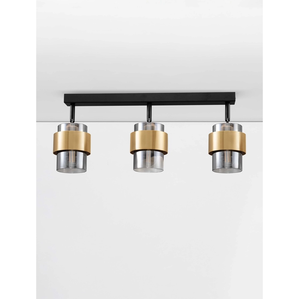 Plafondlamp Sianna 3-lichts zwart met goud Lyora 5212017452610