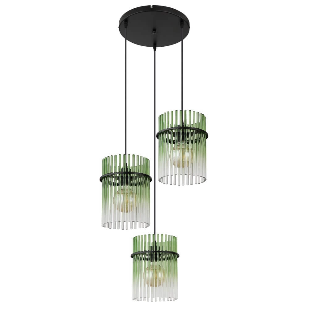 Zwarte hanglamp Gorley met groen glas Ø 47cm Globo 9007371462988
