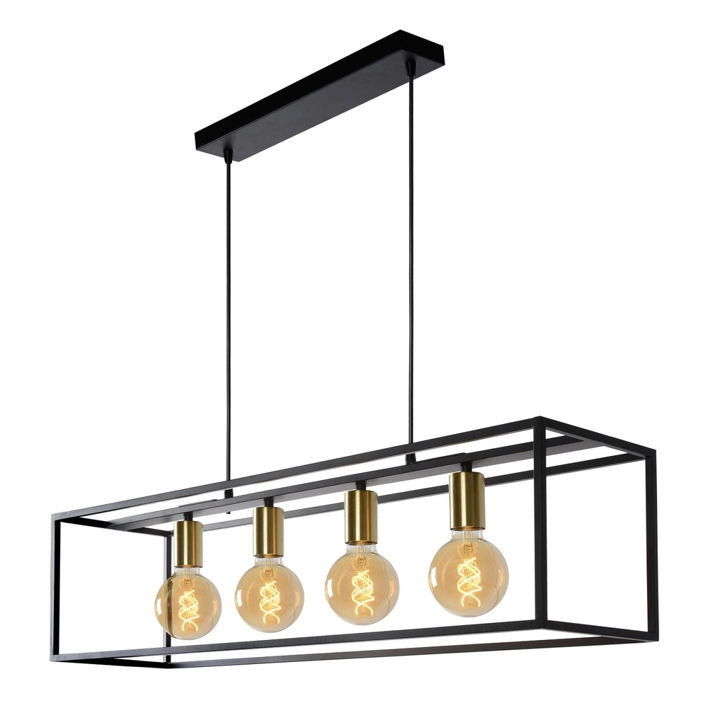 Hanglamp Ruben 4-lichts zwart Lucide 5411212000163