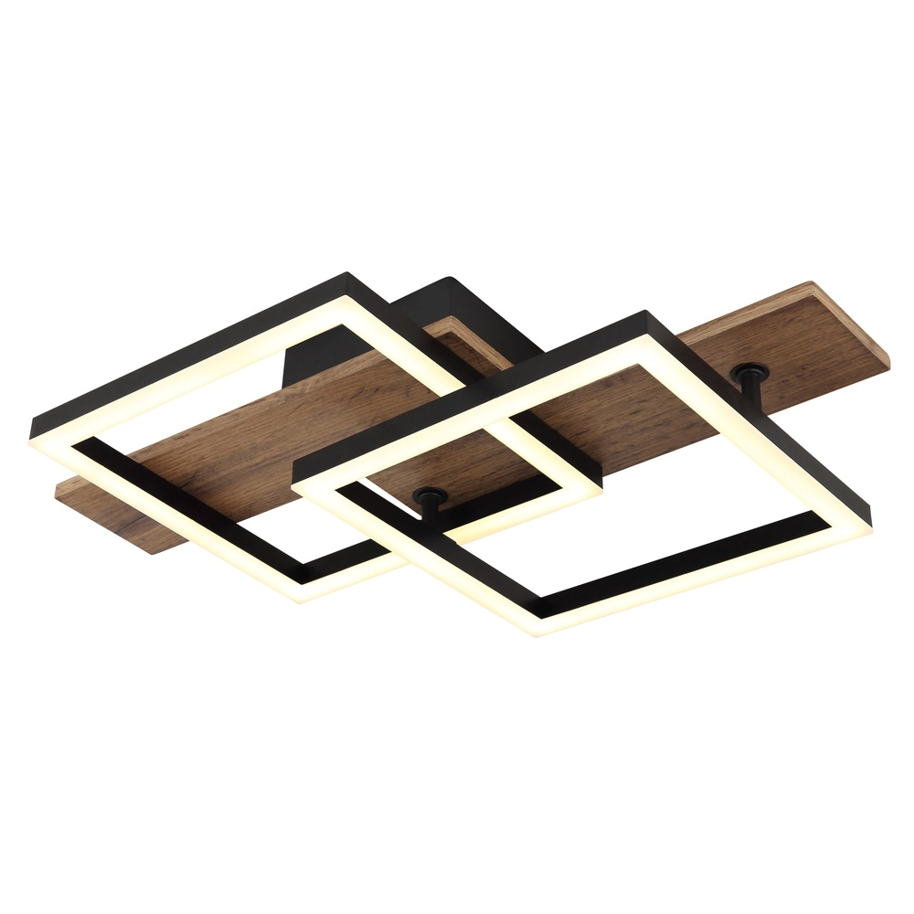 Design plafondlamp Jeffry zwart met hout 44cm