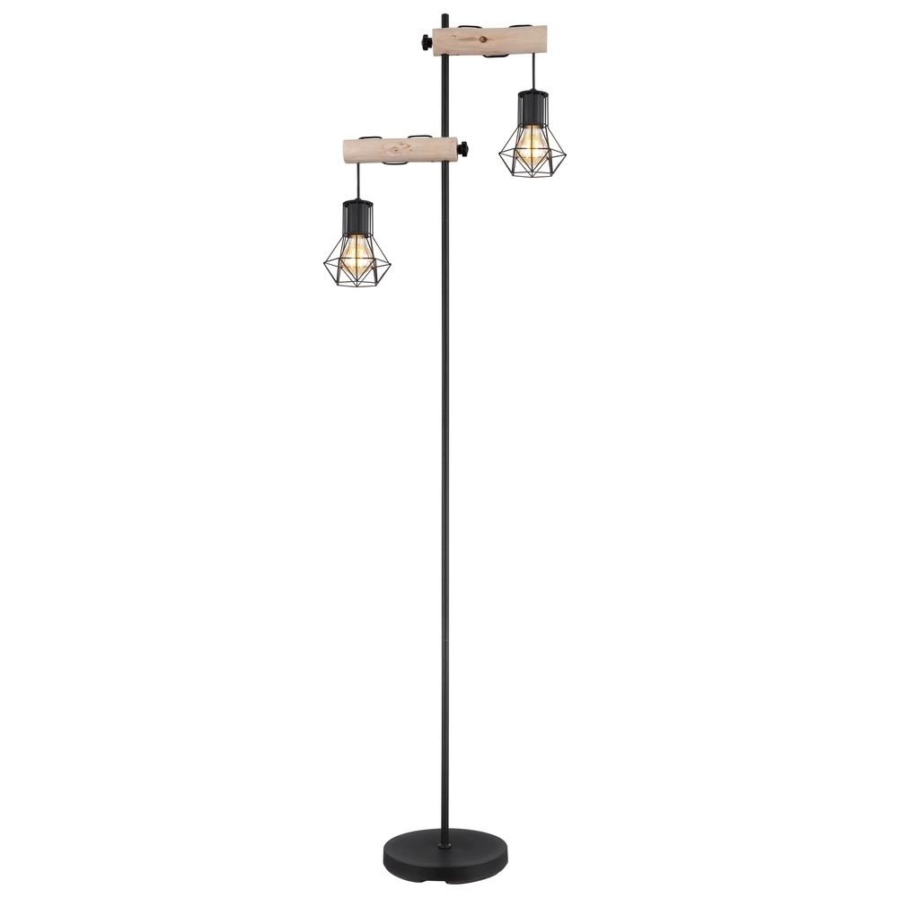 Vloerlamp Priska zwart met hout Globo 9007371443840