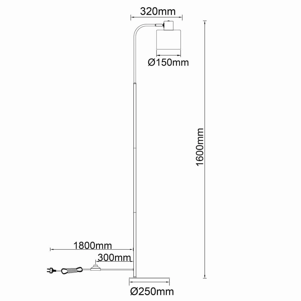 Staande lamp Weald zwart met hout Brilliant 4004353419270