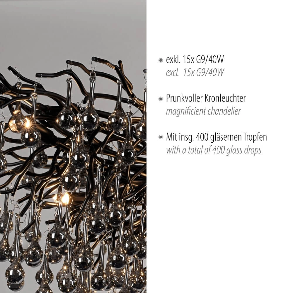Grote kroonluchter Icicle zwart Paul Neuhaus 4012248377543