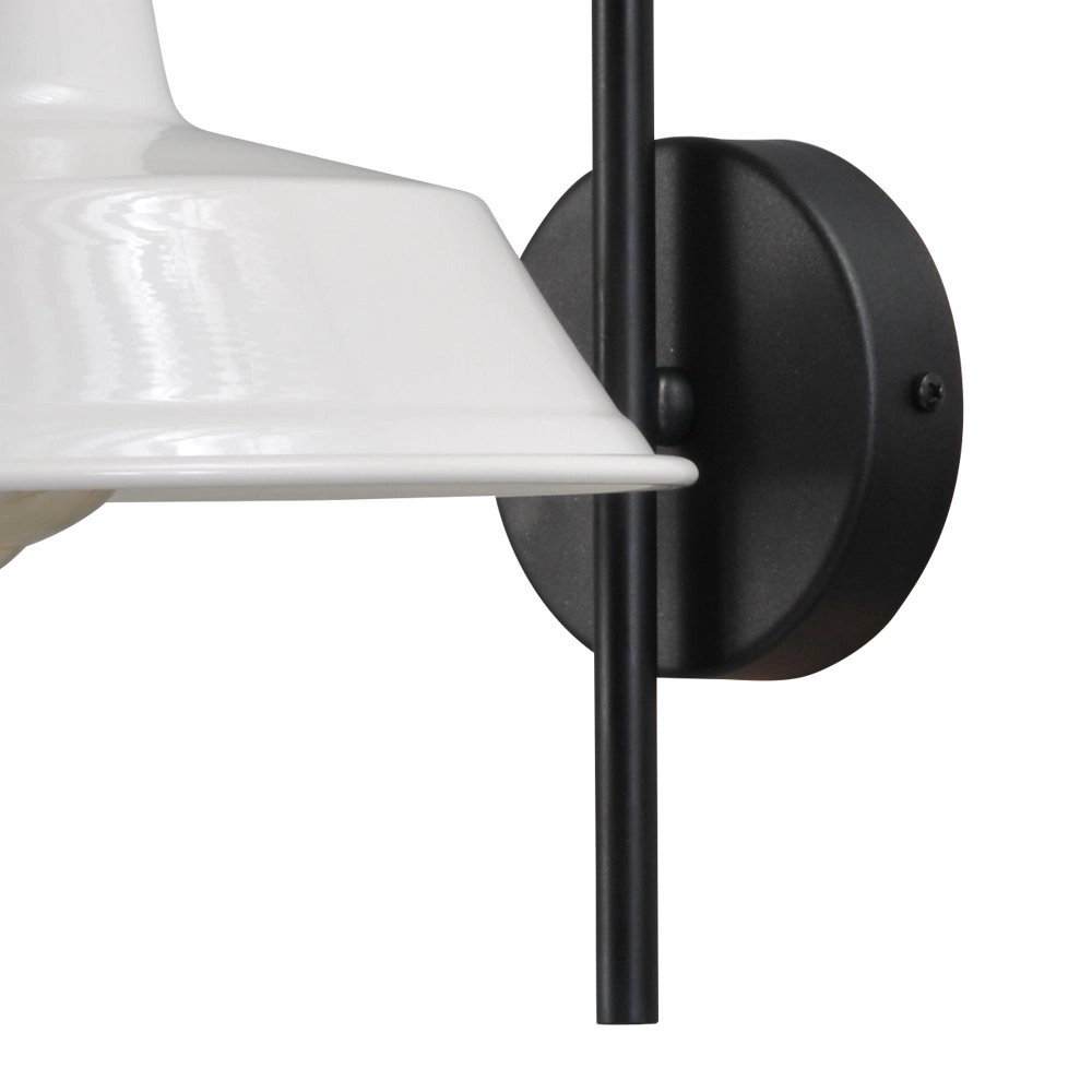 Retro witte muurlamp Industria 32cm zwart met witte kap Masterlight 8718121235950