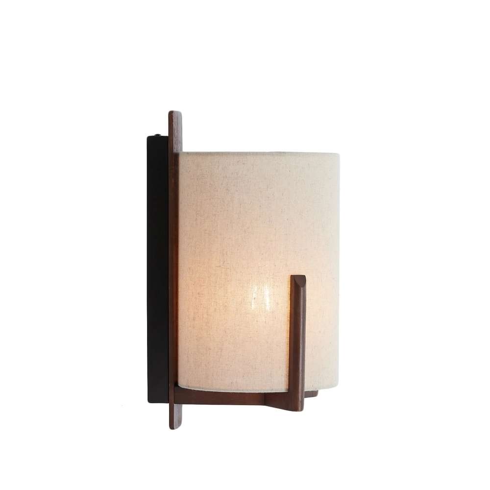 Danish design wandlamp Litto walnoot bruin met linnen Light & Living 8717807792732
