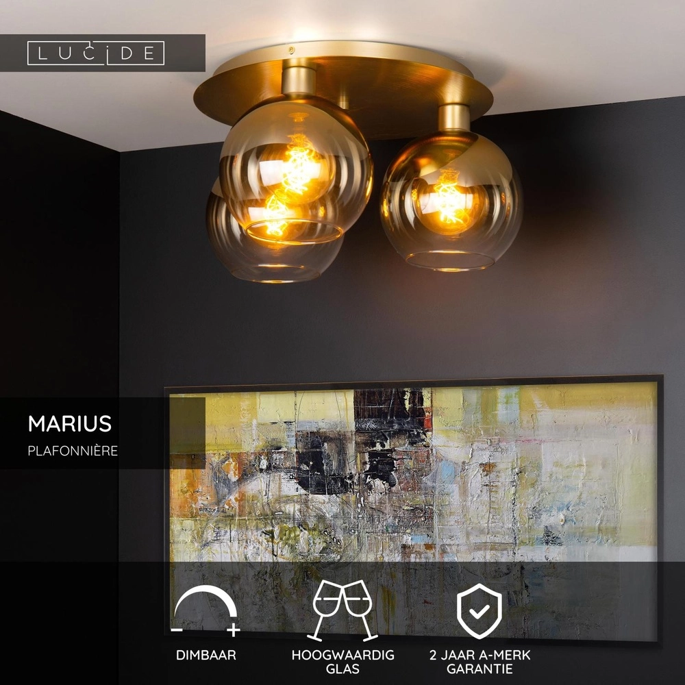 Plafondlamp Marius 3-lichts goud Lucide 5411212740991
