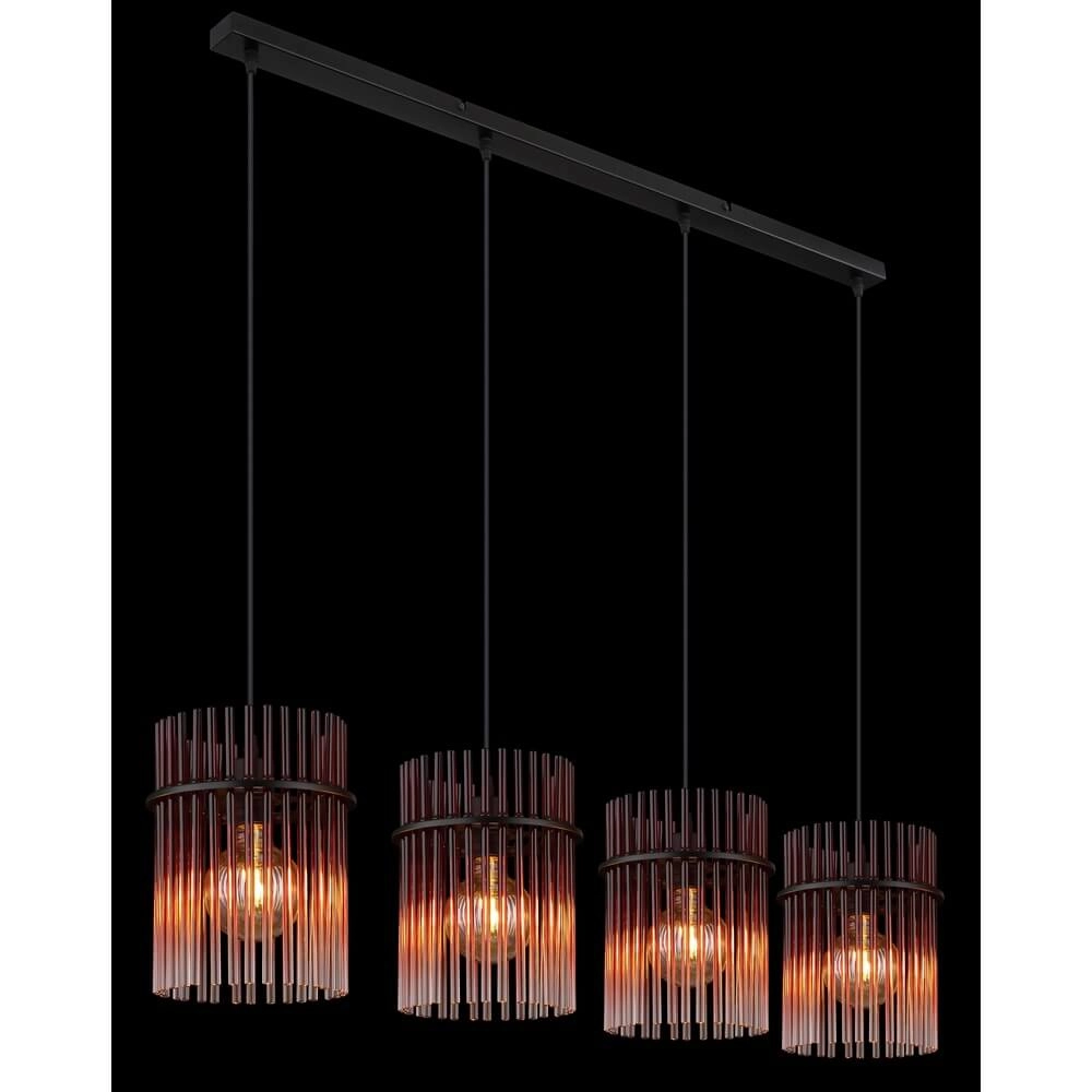 Zwarte hanglamp Gorley met rood glas 4-lichts Globo 9007371471966