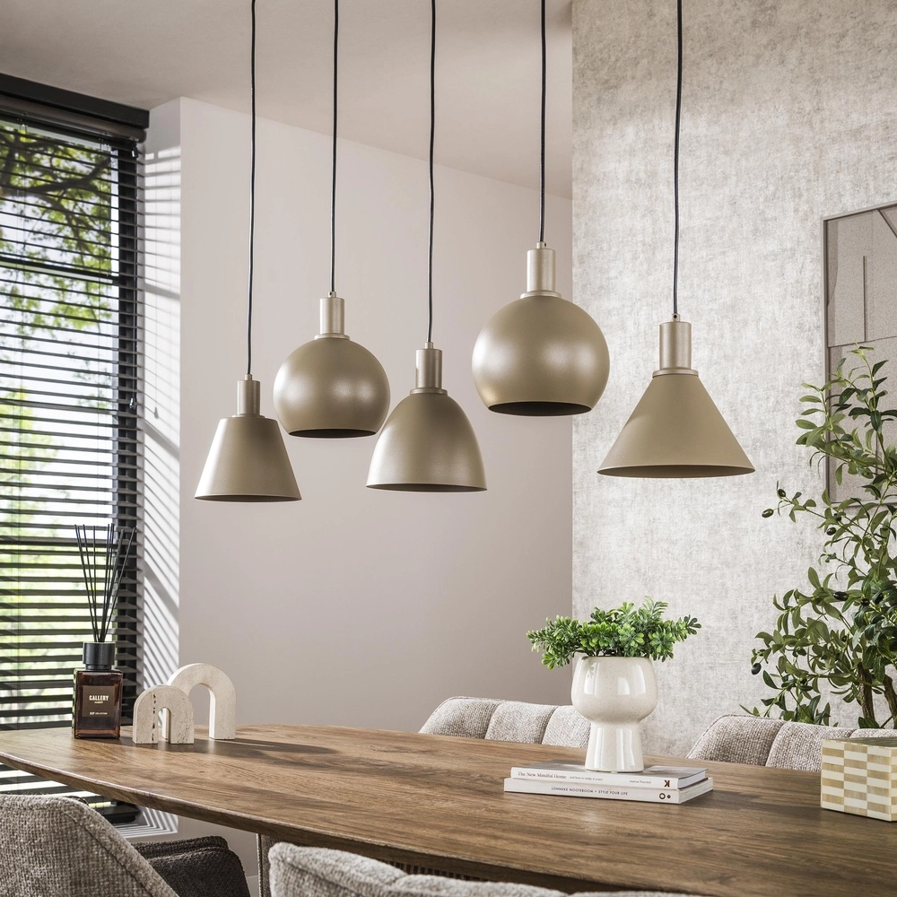 Zand hanglamp Metallo eettafel - 5x E27 Lyora 8716803512320
