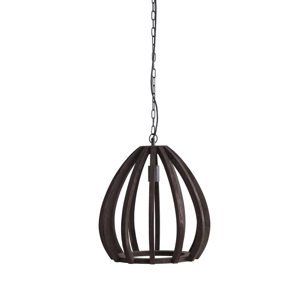 Houten hanglamp Barsia Ø 40cm - walnoot kleur