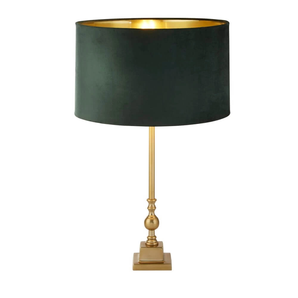 Gouden tafellamp Whitby met groene kap Searchlight 5053423257747