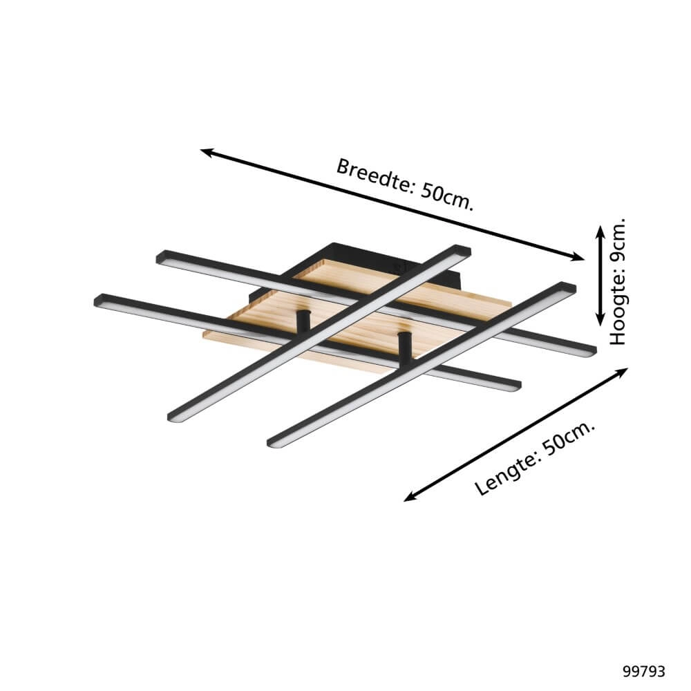 Plafondlamp Marinello 1 zwart met hout Eglo 9002759997939