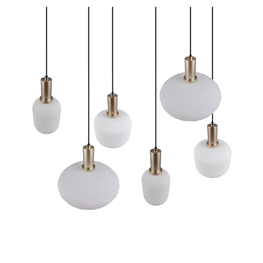 6-lichts hanglamp Emelie goud met wit glas Trio 4017807724332