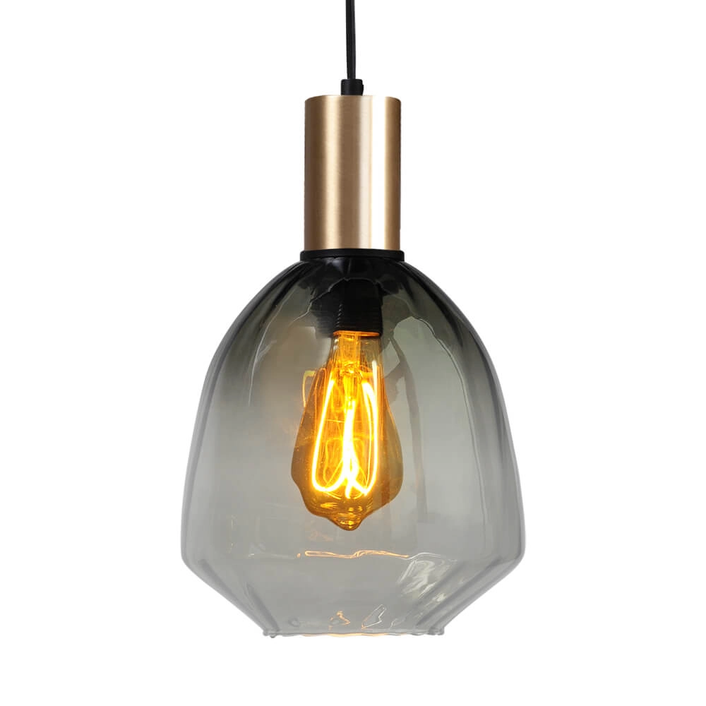 Hanglamp goud Porto met Nicolette green glas - Ø 20cm Hanglamp goud Porto met Nicolette green glas - Ø 20cm