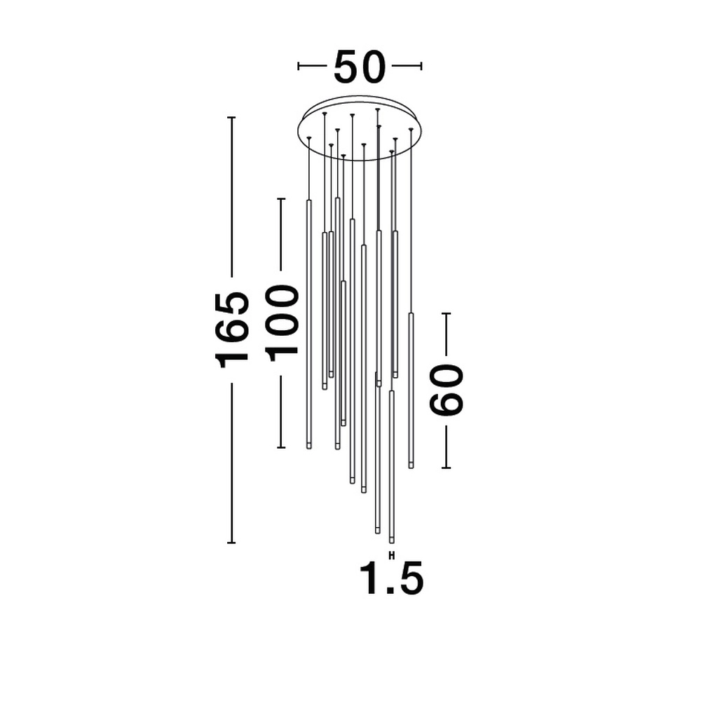 Design hanglamp Elettra 12-lichts zwart Lyora 5212017446060