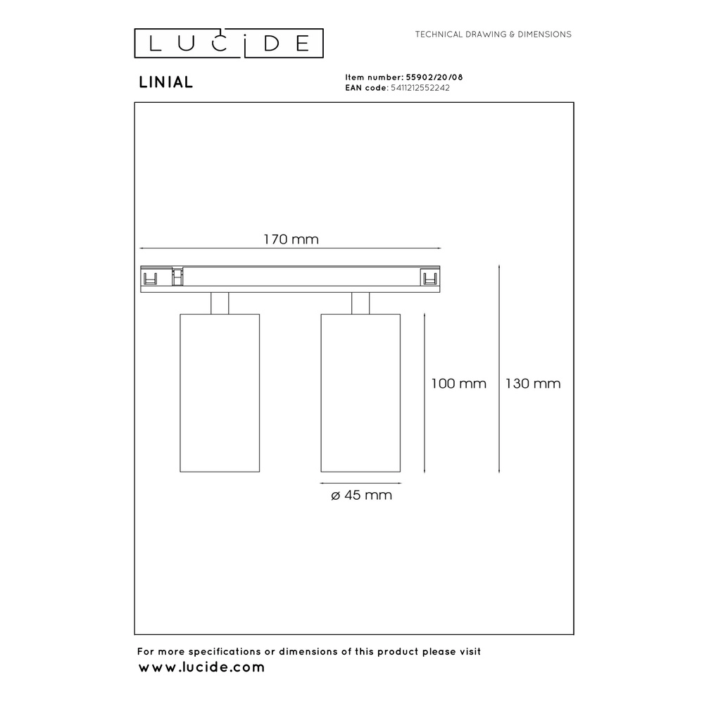 1-fase railspot Linial Moxx mat zwart chroom Premium by Lucide 5411212552242