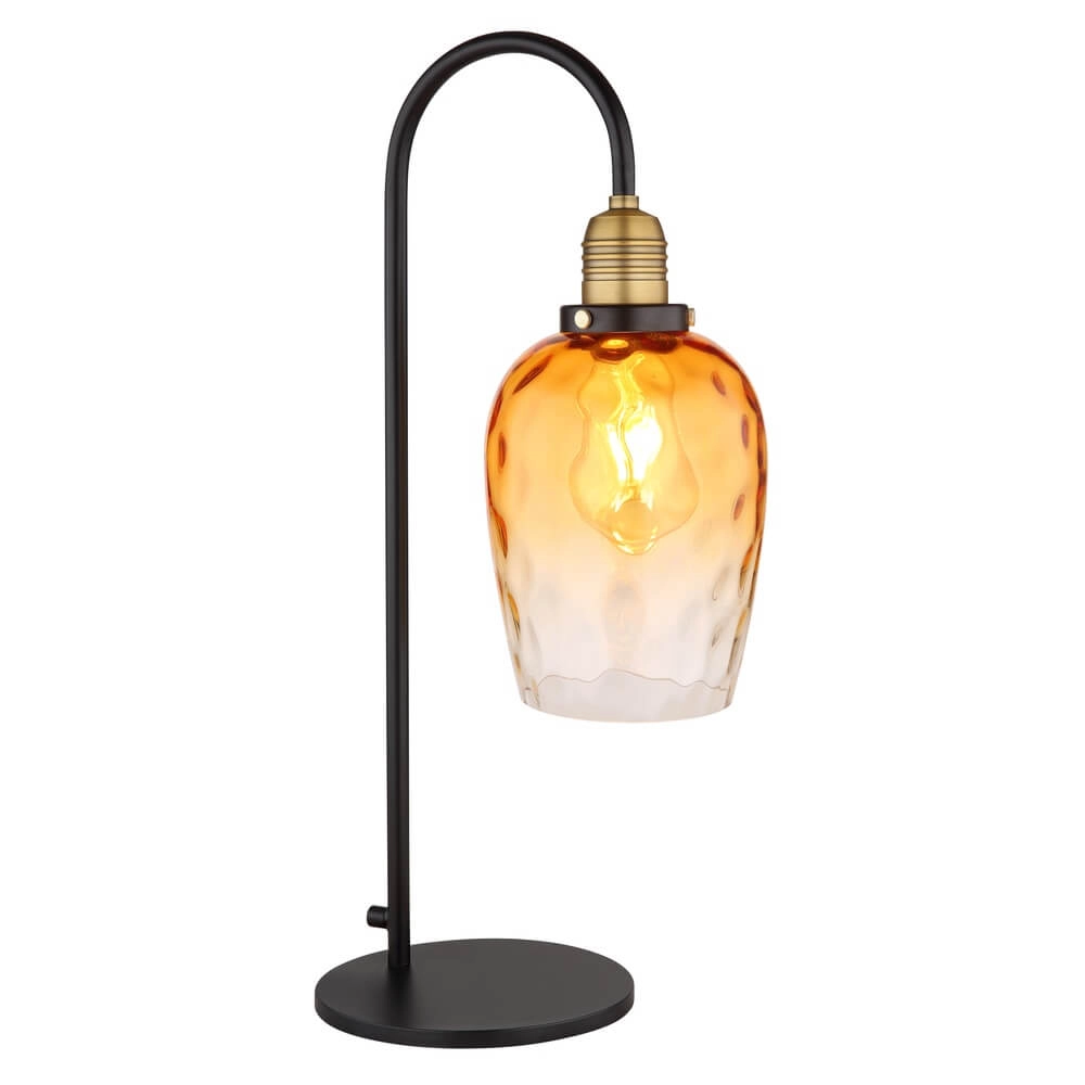 Tafellamp Salvy amber glas honinggraat
