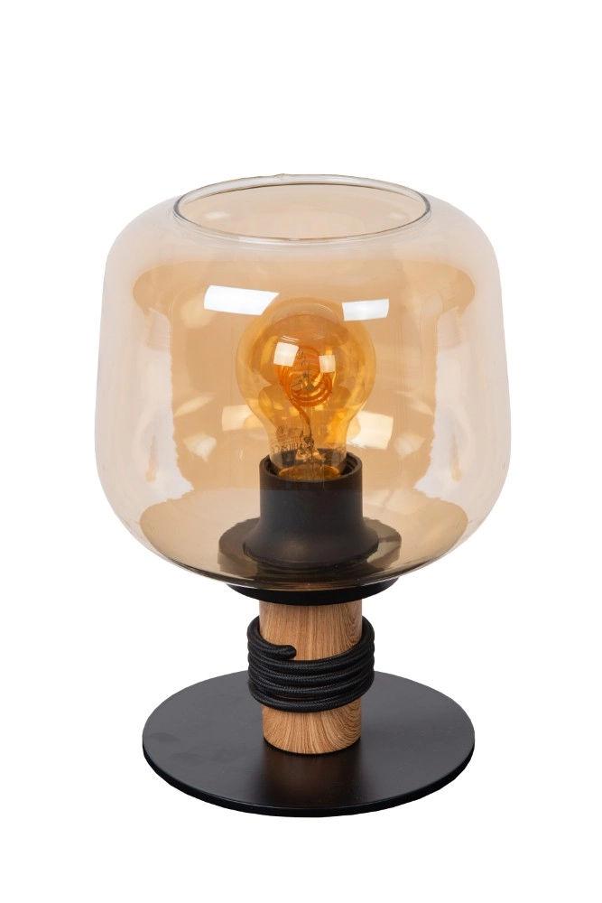 Tafellamp Ilona zwart met amber glas Lucide 5411212452696