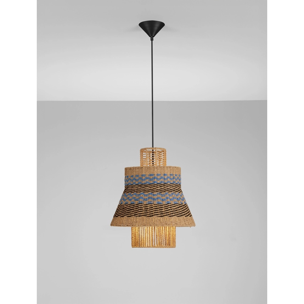 Rotan hanglamp Mande blauw met bruin Rotan hanglamp Mande blauw met bruin