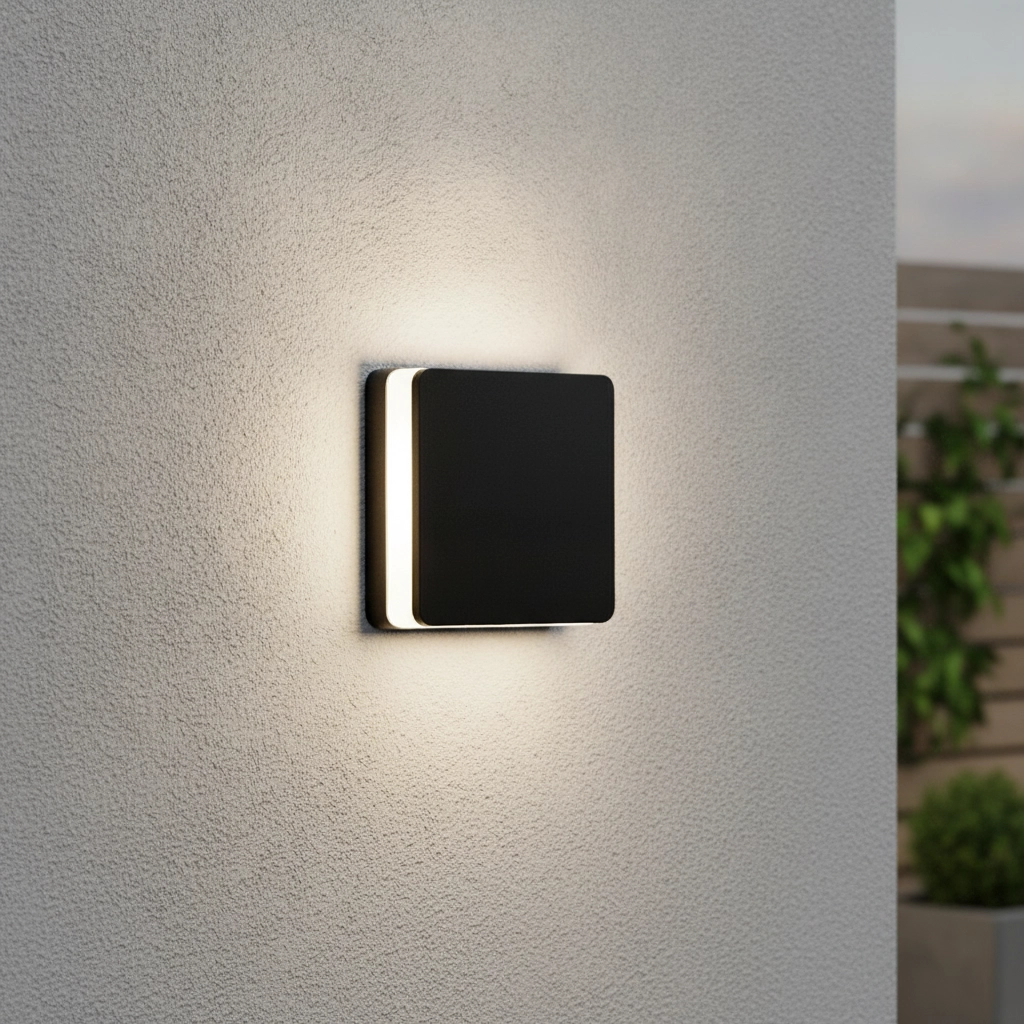 Vierkante wandlamp Oono antraciet