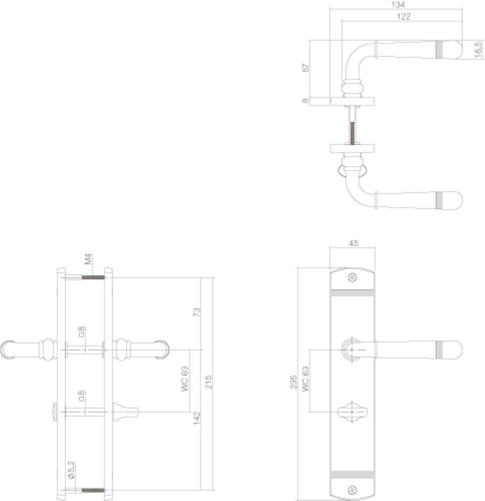 Deurklink Helena WC-sluiting 63/8 messing gelakt Intersteel 8714186514122