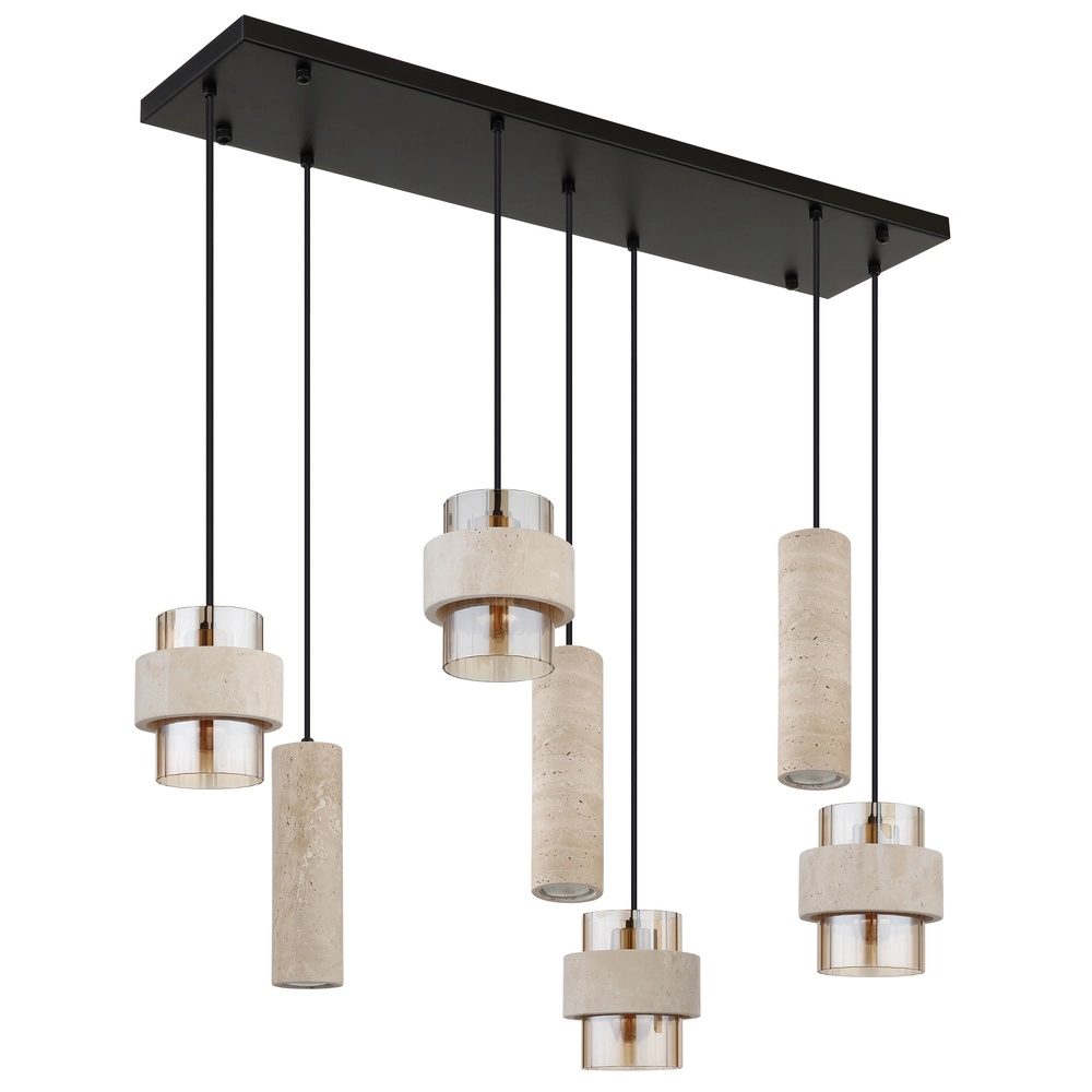 7-lichts hanglamp Daren zwart met marmer Globo 9007371583669