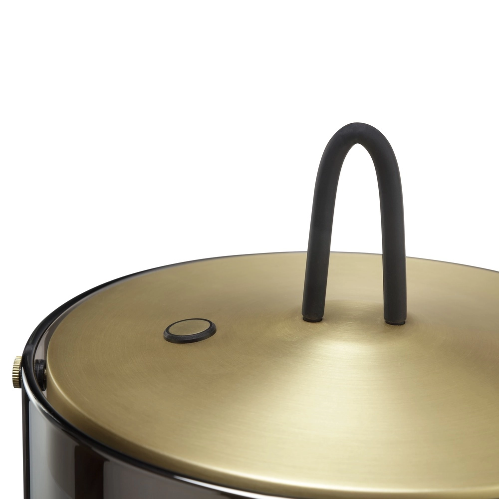 Tafellampje Lumeo messing met smoke glas Ø 20cm Brilliant 4004353463600