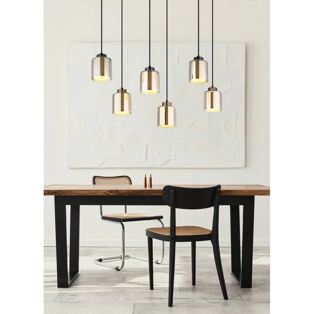 Design hanglamp Felicia gunmetal 6-lichts Globo 9007371528967