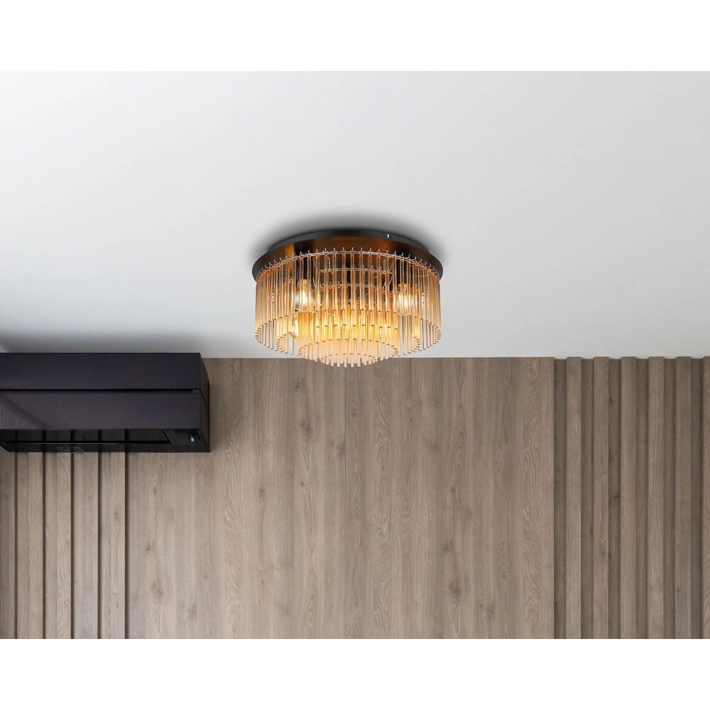 Zwarte plafondlamp Gorley met glas Ø 32cm Globo 9007371448951