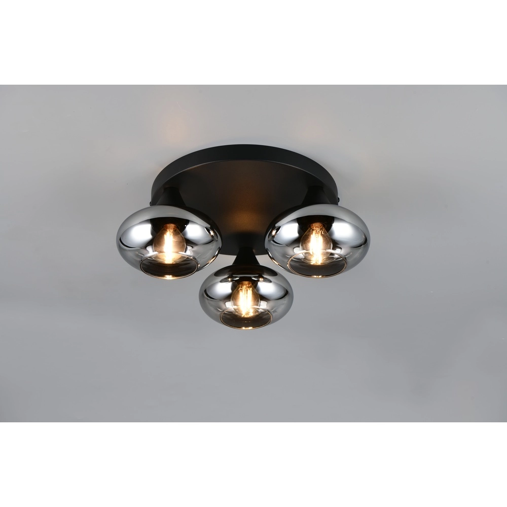 Plafondlamp Divina zwart met smoke glas Trio 4017807667387