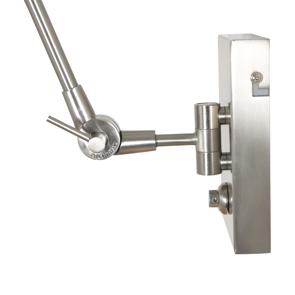 Wand Leeslamp Prestige Chic RVS met 30cm effen witte kap Steinhauer 8712746145762