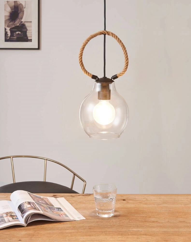 Glas hanglamp Roding met touw Eglo 9002759436179