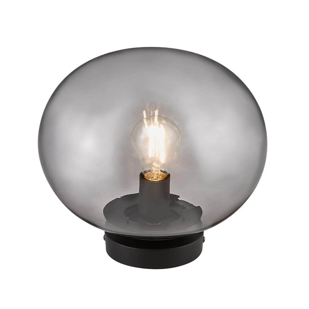 Glazen plafondlamp Alton zwart met smoke glas