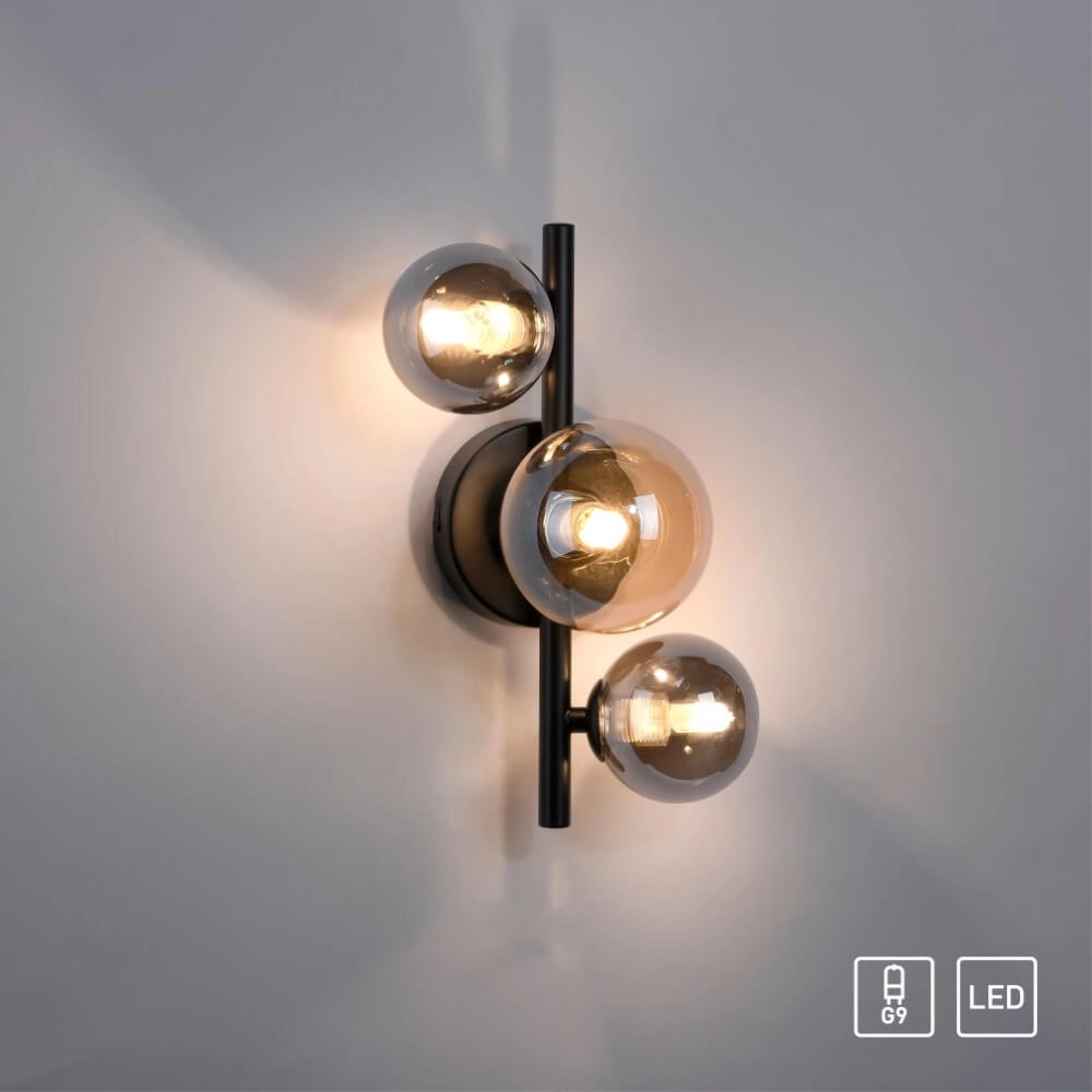 Zwarte wandlamp Popsicle 3-lichts Paul Neuhaus 4012248375501