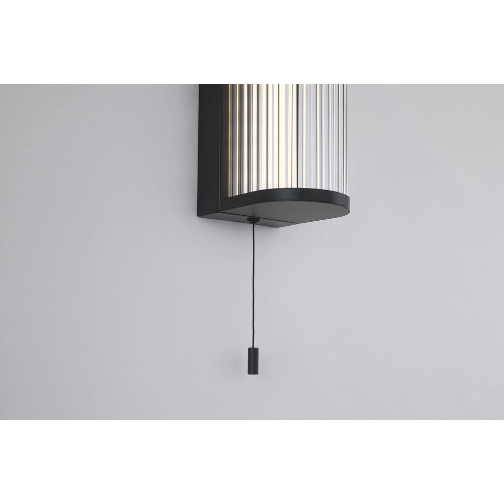 Moderne wandlamp Rue zwart met ribbel glas Searchlight 5,05342E+12
