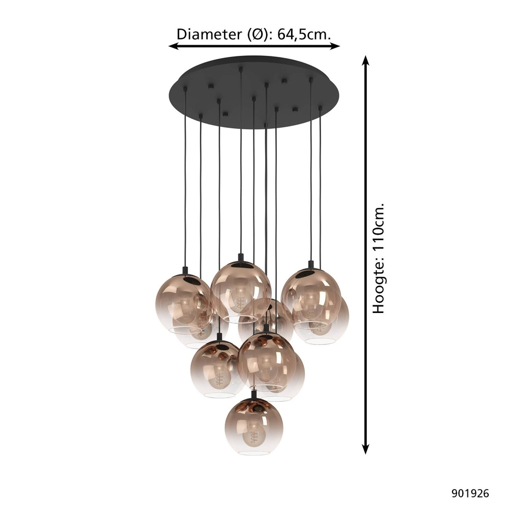 Hanglamp Ariscani 1 10-lichts zwart Eglo 9008606358076