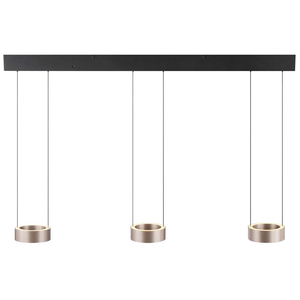 Design hanglamp Axion 3-lichts zwart met bruin