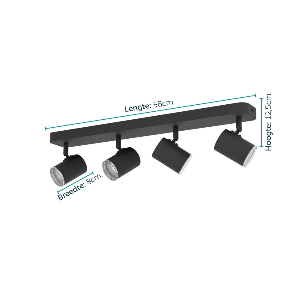 Opbouwspot 4-lichts Consuma 1 zwart Eglo 9008606397327