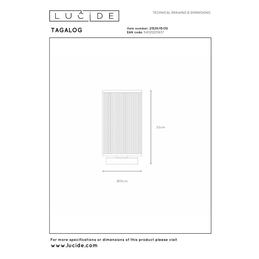Tafellamp Tagalog Ø 15cm zwart Lucide 5411212211637